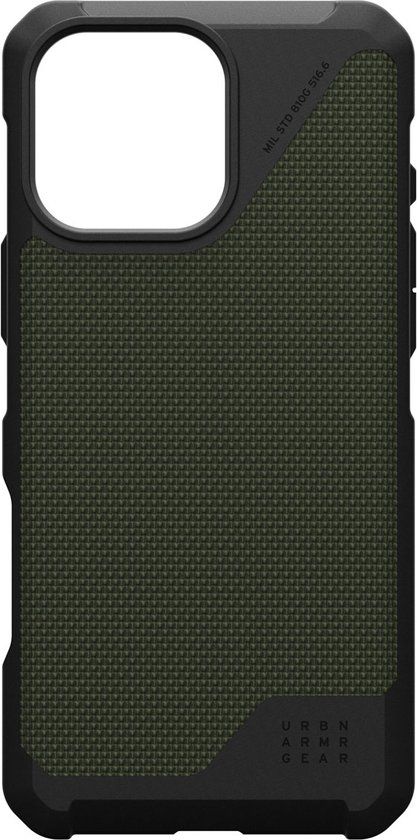 Urban Armor Gear Metropolis LT Hoesje Geschikt voor Apple iPhone 16 Pro Max | Compatibel met MagSafe | Back Cover | Kevlar Olive