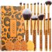 Docolor Ensemble de pinceaux de maquillage dorés à imprimé léopard 14 pièces