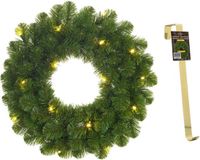 Mica Decorations Groene verlichte kerstkrans met 30 LEDS, 60 cm, Batterij