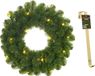 Mica Decorations Groene verlichte kerstkrans met 30 LEDS, 60 cm, Batterij