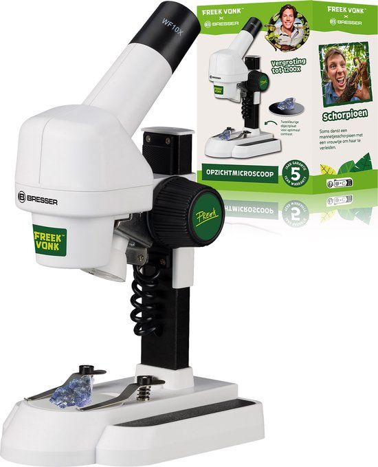 Freek Vonk x BRESSER Opzichtmicroscoop voor Kinderen - 20x Vergroting - Wit