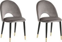 Beliani MAGALIA - Chaise de salle à manger - Gris - Velours - Lot de 2 - Design