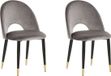Beliani MAGALIA - Eetkamerstoel - Grijs - Fluweel - Set van 2 - Design