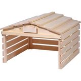 dobar® Garage voor robotmaaier van hout met afneembaar dak, schuilplaats voor robotmaaier met individueel schild - 78,5 x 74 x 52,5 cm - natuur
