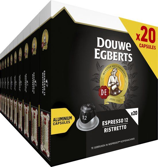Douwe Egberts Espresso Ristretto - 200 Capsules - Intensiteit 12/12 - Geschikt voor Nespresso