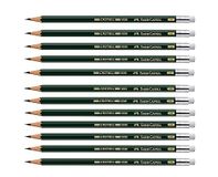 FABER-CASTELL Castell 9000 HB-potloden met gum, 12 stuks