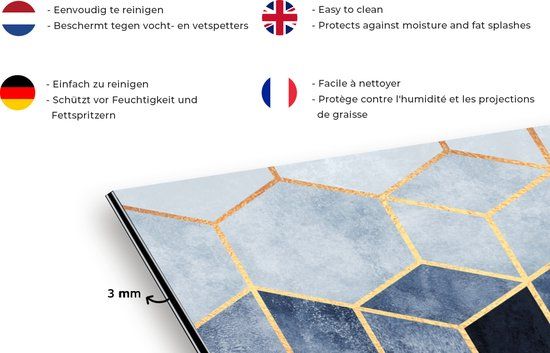 KitchenYeah Keuken Spatscherm - 120x80 cm - Aluminium - Multicolor - Abstract Patroon