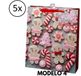 Gerimport Kerst cadeau tasje - 5x - 24 cm - peperkoek mannetje en vrouwtje - inpakken - kerstcadeaus