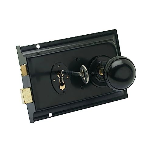 Sterling Rim Deadlock Rim Lock & Knop Set 6" x 4" - Zwart
