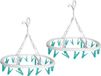 CM Sèche-linge rotatif/tour de séchage - 2x - 20 clips - blanc/vert - plastique - 29 x 42 cm
