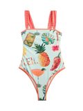 Next Maillot de bain Femme Décolleté carré Fleuri Menthe verte