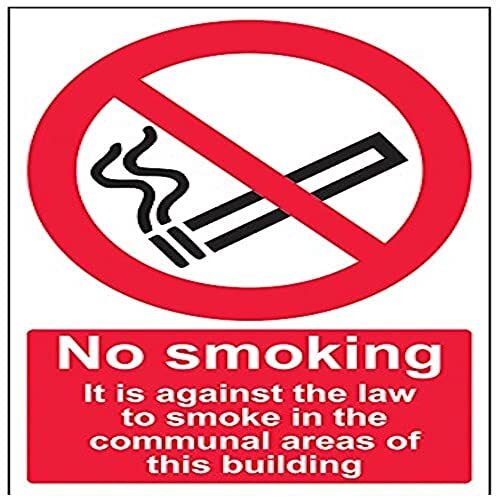V Safety VSafety 57023AU-S "tegen de wet om te roken/gemeenschappelijke ruimtes" verbod niet roken teken, zelfklevend, portret, 200 mm x 300 mm, zwart/rood