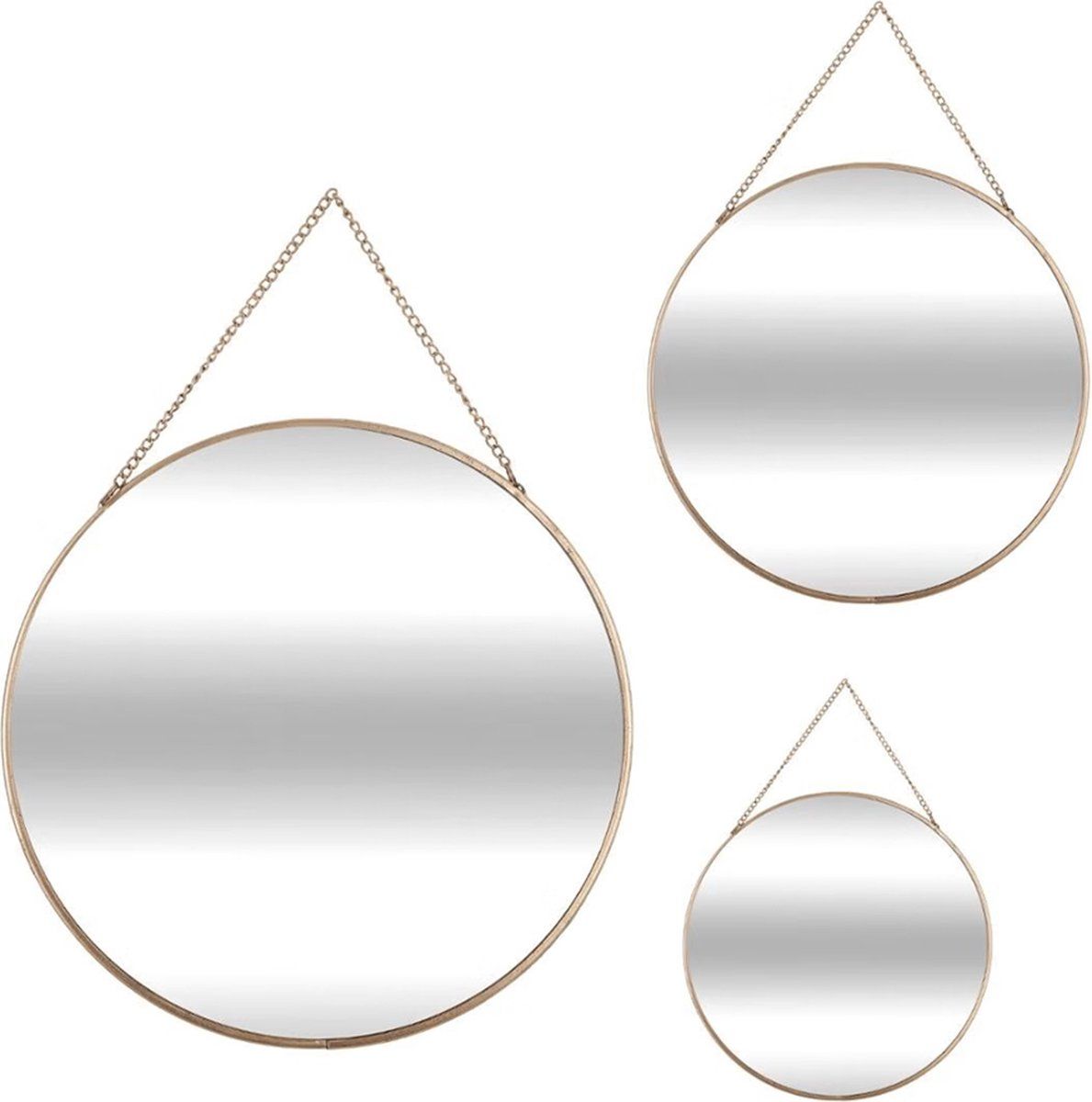 Atmosphera Créateur d'intérieur Set van 3 ronde gouden spiegels - Metaal - Goud | 3560234478176