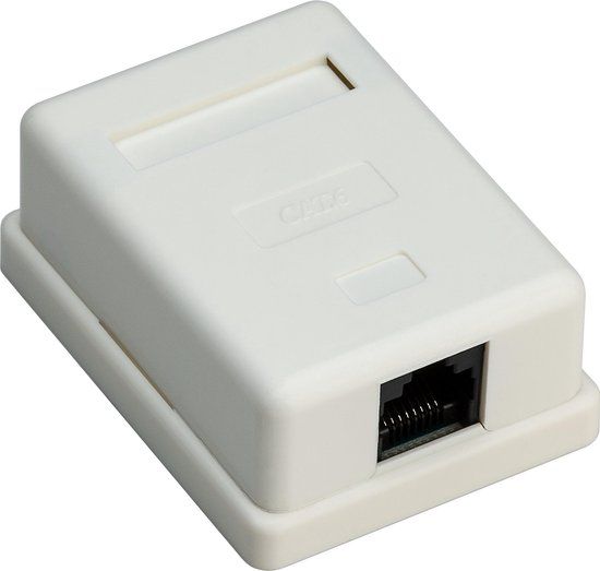 Goobay CAT6 Gigabit netwerk uitvoerdoos - 1 RJ45 poort - wit