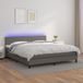 Maison Exclusive - Lit boxspring avec matelas et éclairage LED, gris, similicuir, 180x200 cm