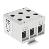 Verdelerblok Morek Verdelerblok F. AL/CU passend 6 x 1,5 50 mm² - grijs 3-polig 1000 V AC/DC geïsoleerde tang OTL 50-3 x MAA1 350 a10 Morek 4382