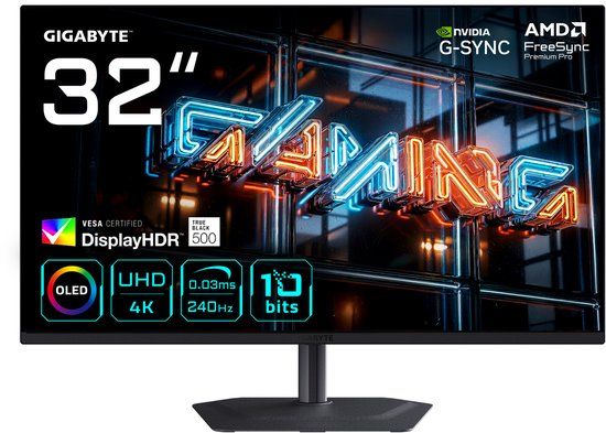 GIGABYTE MO32U24 - 32 Inch 4K UHD QD-OLED Gaming Monitor - 240Hz