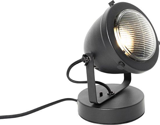 QAZQA Emado - Industrial Table Lamp - 1 Light - H 16.5 cm - Black - Industrial - Living Room | Bedroom