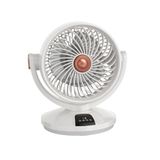 Brigros White - tafelventilator Arion 35 W met afstandsbediening, led-display en timer 12 uur, oscillerende ventilator 70°, 3 snelheden, helling verstelbaar, 24,5 x 19,7 x 27,5 cm