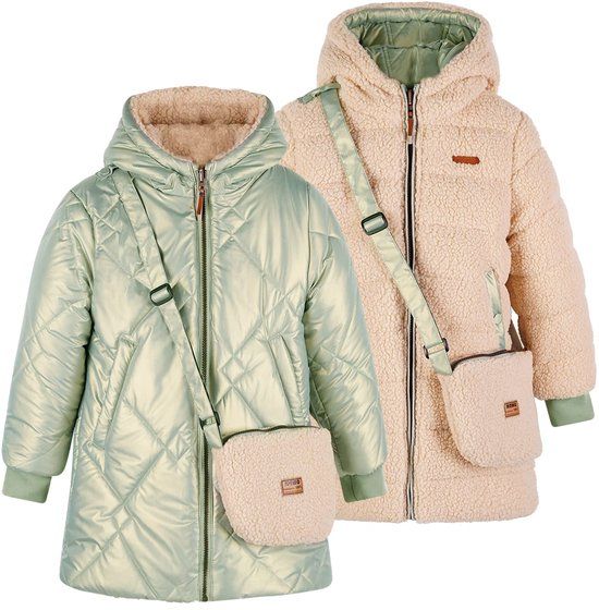 NONO Betty Reversible Hooded Mid Long Jacket + Bag Groen Maat 104