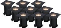 HOFTRONIC Set van 9 Ramsay LED Grondspot Zwart - 2700K Warm wit - Vierkant Aluminium - 5 Watt 400 Lumen - IP67 Waterdicht