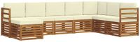 vidaXL - Hoek loungeset - 8 zitplaatsen - Natuurlijk en crème - Acacia hout