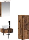 vidaXL Badkamerkast - set - 4 - st - Oud - hout - Bewerkt - hout