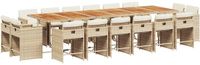 vidaXL 17-delige Tuinset met Kussens Poly Rattan Beige