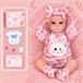 Poupée reborn, 45,7 cm, avec 2 tenues, yeux bleus, en vinyle, décorée avec un lapin rose