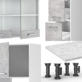 Vicco R-Line Complete keukeneenheid – 350 cm met hoge kast, zonder werkblad Beton/Wit