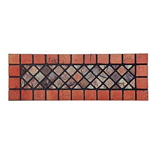 Nicoman Elegante tegelmat barrière deurmat milieuvriendelijk schrapen en antislip binnen/buiten deurmat, smal (75x25cm), rode rand