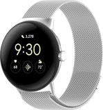 Strap-it Milanees smartwatch bandje Zilver RVS Magneetsluiting voor Google Pixel Watch 45 mm