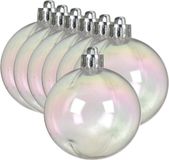 Decoris Kerstballen - 12 stuks - 6 cm - Transparant Parelmoer - Kunststof