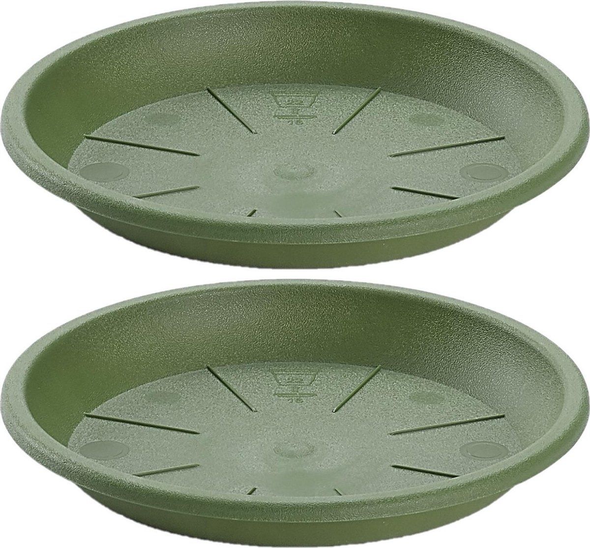 Forte Plastics Opvangschaal/onderbord Plantenpot - Donkergroen - Rond 24 cm - 6 stuks