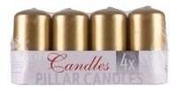 DONAU HOME Set kaars zuil standaard lak/paraffinekaars 50x100mm / 4 stuks/goud/tafelkaarsen voor decoratie/decoratieve kaarsen