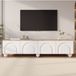 MODFU - Tv-meubel - 4 Deuren En 6 Metalen Bolpoten - Minimalistisch - Voor Woonkamer - MDF - Wit En Eikenkleur - 180 x 40 x 45 cm