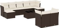 vidaXL 10-delige Loungeset met kussens polyrattan bruin