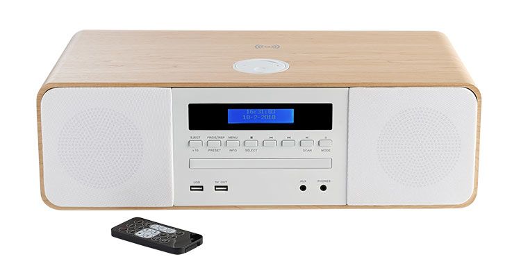 Thomson MIC201IDABBT Bluetooth Stereo Microset - CD/MP3/USB/DAB+/ Inductielader - Hout