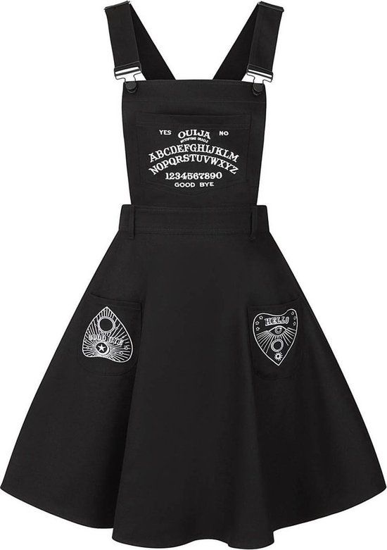 Hell Bunny Samara Pinafore Dames Midi-jurk - Zwart - S
