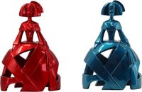 Merkloos DKD Home Decor Decoratieve figuren Rood Blauw Hars (16 x 10 x 23.5 cm) (2 stuks)