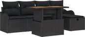 vidaXL 6-delige loungeset met kussens zwart polyrotan