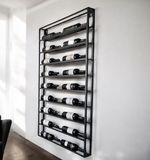 Catrinaz Wijnrek Muur voor 18 Flessen – Wand Wijnrek van Hoogwaardig Staal – Mat Zwart Industrieel Design – Ruimtebesparend & Decoratief