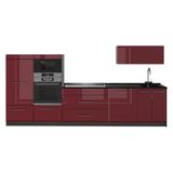 Vicco Complete keukeneenheid Fame-Line Bordeauxrode Glans/Antraciet 340 cm