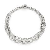 JEWELS BY LEONARDO Suzanne 025583 Armband Clip & Mix Suzanne, dubbele rijen armsieraad van zilverkleurig roestvrij staal, twee verschillende grote kettingschakels, lengte 19,5 cm, sieraad cadeau voor