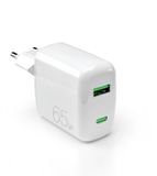 Puro PUFCMTCUSBAC65WGWHI 65W GaN Chargeur rapide Blanc USB-C & USB-A pour Ordinateur portable, Smartphone, Tablette