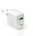 Puro PUFCMTCUSBAC65WGWHI 65W GaN Chargeur rapide Blanc USB-C & USB-A pour Ordinateur portable, Smartphone, Tablette