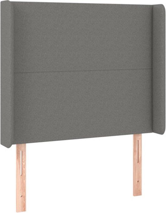 vidaXL Hoofdbord met randen 93x16x118/128 cm stof donkergrijs