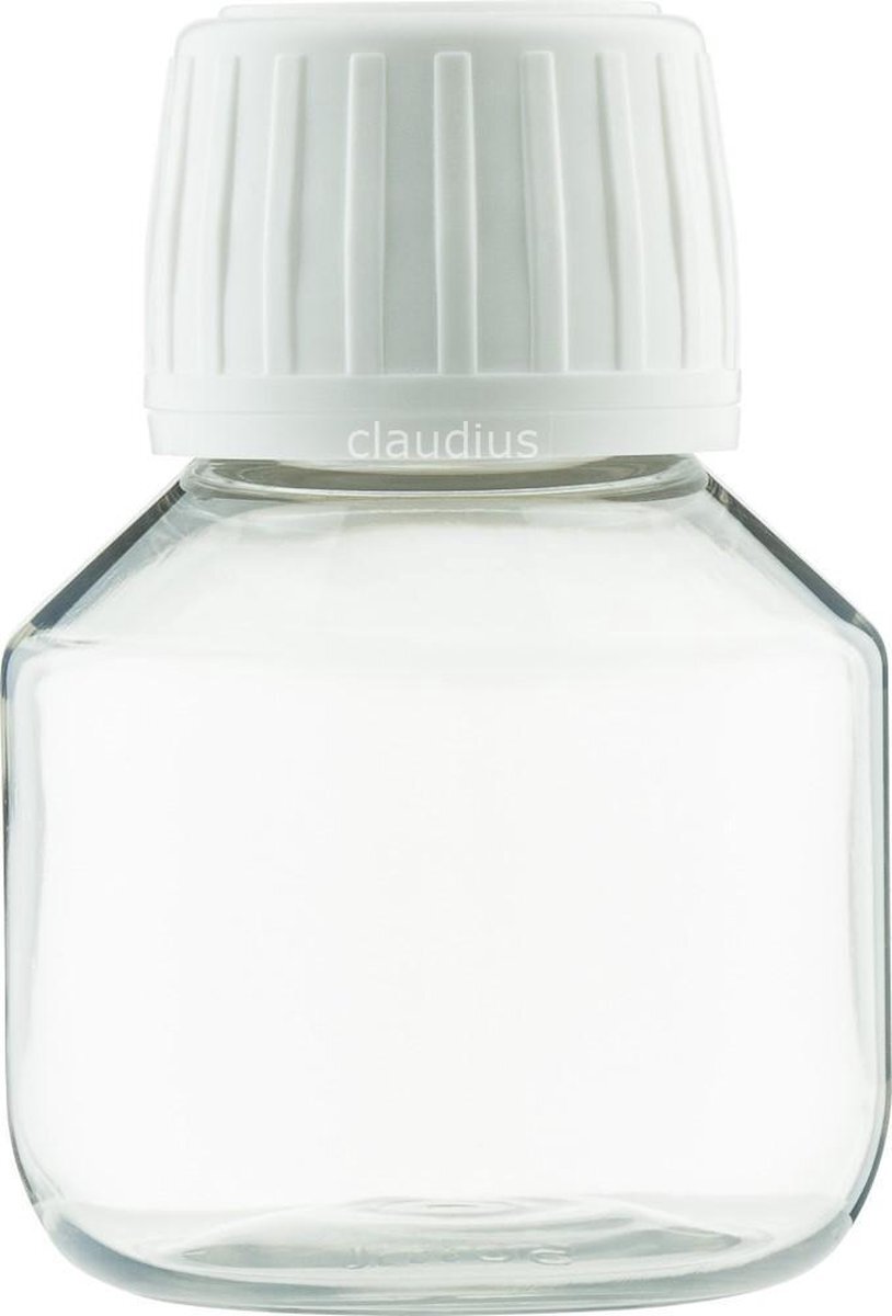 Claudius Cosmetics B.V. Lege Plastic Flessen 50 ml – 10 stuks - Veral Clear 28 – met witte dop - leeg