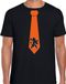 Bellatio Decorations Holland / Nederland Zwart fan t-shirt voor heren - oranje leeuw stropdas - EK/ WK shirt / outfit XXL