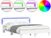 vidaXL Bedframe met LED-stripverlichting Wit 152 x 203 cm Bewerkt hout
